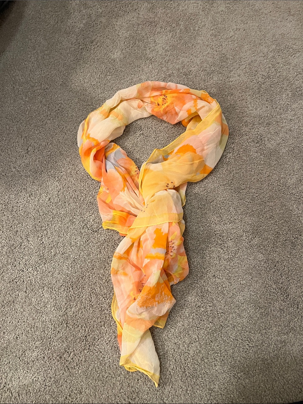Lightweight Floral Orange & Yellow Women’s Scarf